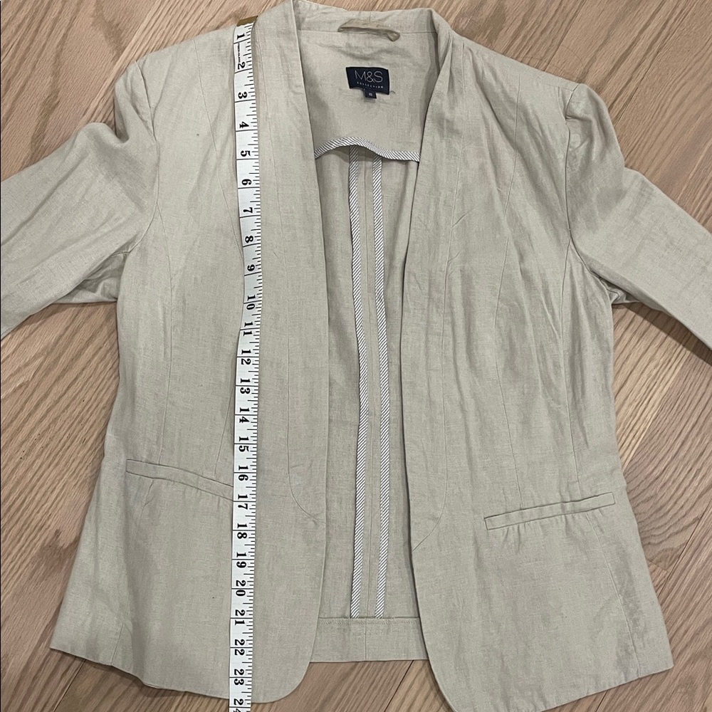 Women's Cream Open Front Linen Blend Jacket - Picture 4 of 9